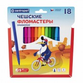 Фломастеры 18 ЦВЕТОВ CENTROPEN "Пингвины", смываемые, вентилируемый колпачок, 7790/18ET, 7 7790 1886