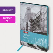 Блокнот А5 (143x210 мм), BRAUBERG VISTA "Old New York", под кожу, гибкий, 80 л., 112062