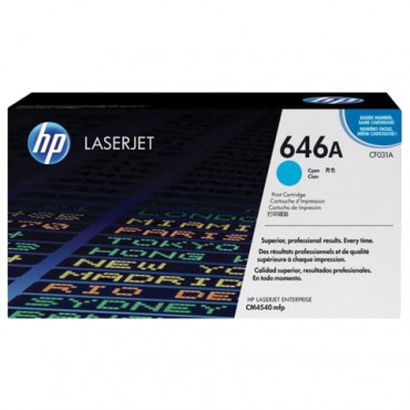 Картридж лазерный HP (CF031A) ColorLaserJet CM4540, №646A, голубой, оригинальный, ресурс 12 500 страниц