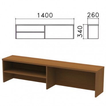 Надстройка для стола письменного "Монолит", 1400х260х340 мм, 1 полка, цвет орех гварнери, НМ38.3