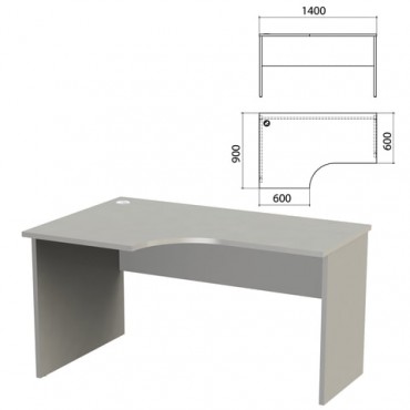 Стол письменный эргономичный "Этюд", 1400х900х750 мм, левый, серый (КОМПЛЕКТ)