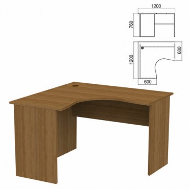 Стол компактный "Арго", 1200х1200х760 мм, левый, орех (КОМПЛЕКТ)