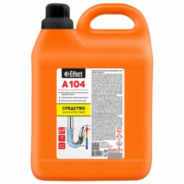 Средство для прочистки канализационных труб 5 л, EFFECT "Alfa 104", содержит хлор 5-15%, 10719